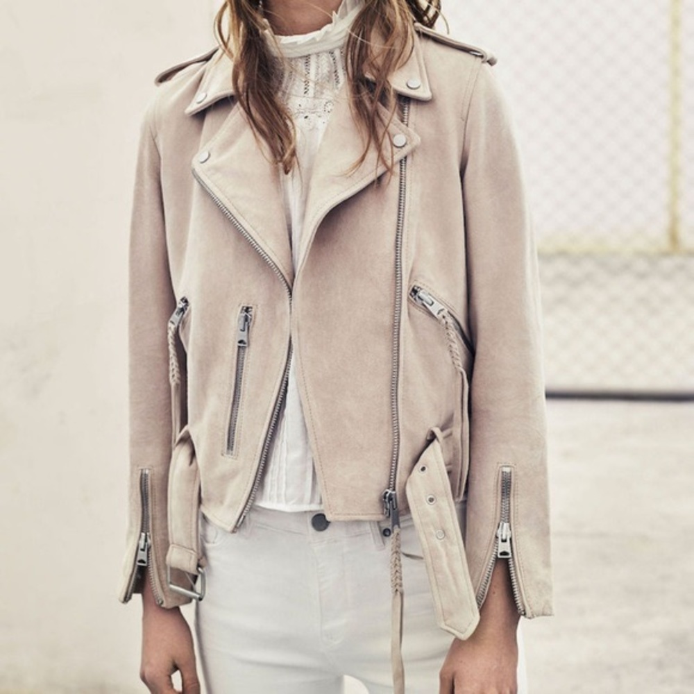 Allsaints plait balfern suede biker jacket